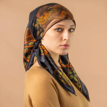 Silk Scarf Leshy Black Green - Image 3