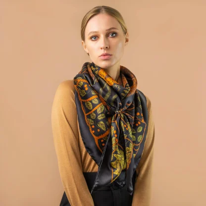Silk Scarf Leshy Black Green - Image 4