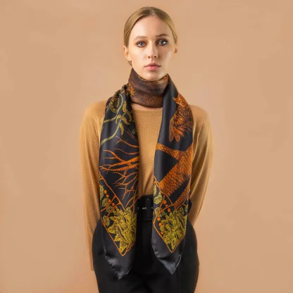 Silk Scarf Leshy Black Green - Image 5