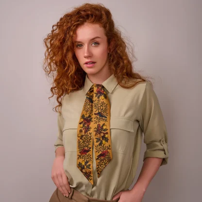 Silk Ribbon Scarf The Fairytale Forest Saffron - Image 2