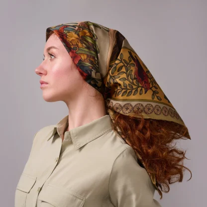 Silk Scarf The Fairytale Forest Olive Green - Image 5