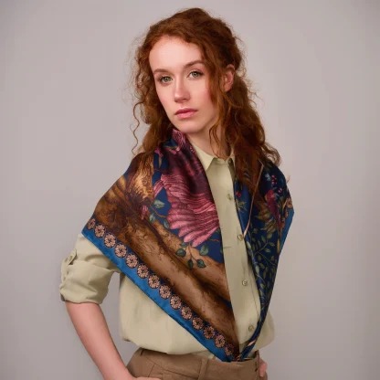 Silk Scarf The Fairytale Forest Navy Blue - Image 5