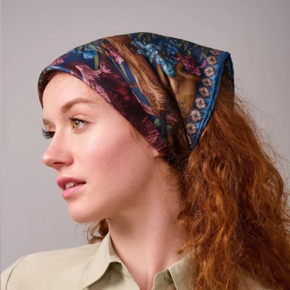 Silk Scarf The Fairytale Forest Navy Blue - Image 4