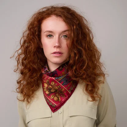 Silk Scarf The Fairytale Forest Raspberry Red - Image 5