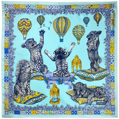Silk Scarf The Cats Empire Light Blue