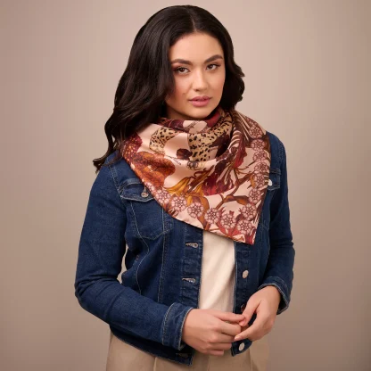 Silk Scarf The Jungle Dream Brown - Image 3