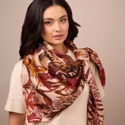Silk Scarf The Jungle Dream Brown - Image 2