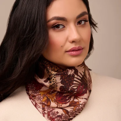Silk Scarf The Jungle Dream Brown - Image 5