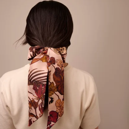Silk Ribbon Scarf The Jungle Dream Brown - Image 3