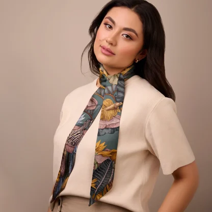 Silk Ribbon Scarf The True Summer Green - Image 2