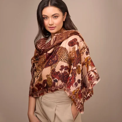 Cashmere Shawl The Jungle Dream Brown - Image 3