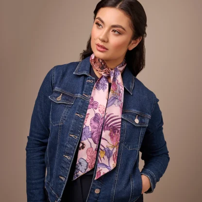 Silk Ribbon Scarf The Jungle Dream Purple - Image 3