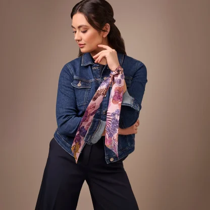 Silk Ribbon Scarf The Jungle Dream Purple - Image 2