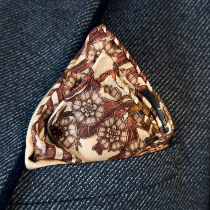 Silk Pocket Square The Jungle Dream Brown - Image 2