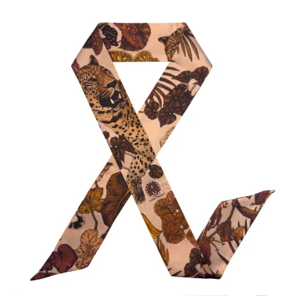 Silk scarf, Silk Ribbon Scarf, The Jungle Dream, Silk Twilly, Ilona Tambor
