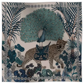 Silk Scarf, Green Scarf, Peacock Scarf, Tiger scarf, Ilona Tambor