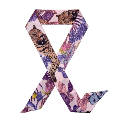 Silk scarf, Silk Ribbon Scarf, The Jungle Dream, Silk Twilly, Ilona Tambor