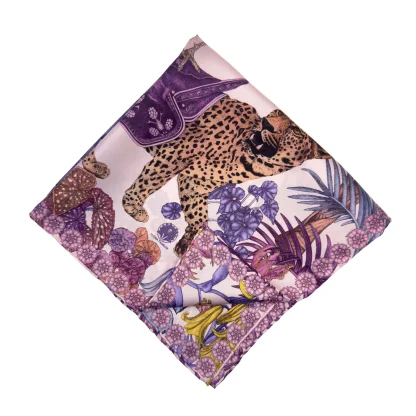 Silk Pocket Square The Jungle Dream Purple - Image 5