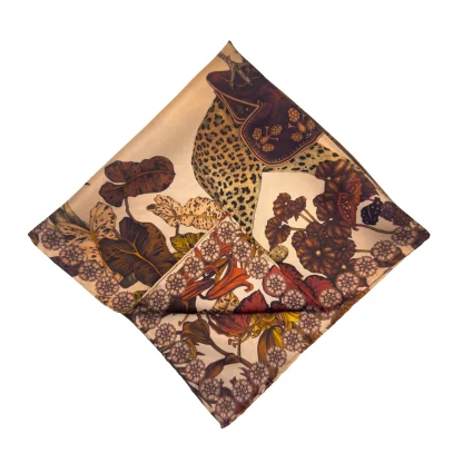 Silk Pocket Square The Jungle Dream Brown - Image 3