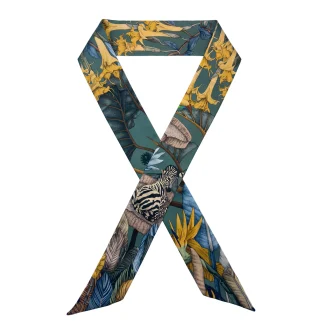 Silk scarf, Silk twilly, Green Scarf, The True Summer, Ilona Tambor SIlk Scarves