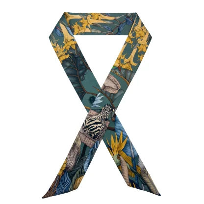 Silk scarf, Silk twilly, Green Scarf, The True Summer, Ilona Tambor SIlk Scarves