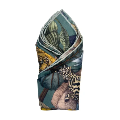 Silk pocket square, Ilona Tambor, Green pocket square