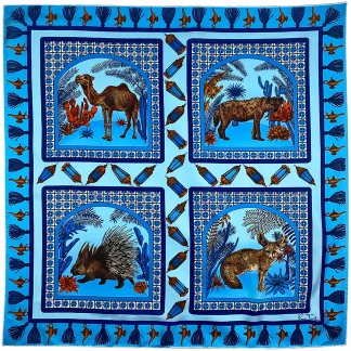 Luxury silk scarf, Moroccan scarf, Blue scarf