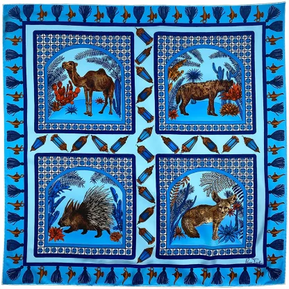 Luxury silk scarf, Moroccan scarf, Blue scarf