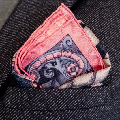 Silk Pocket Square Lago di Como Pink - Image 2