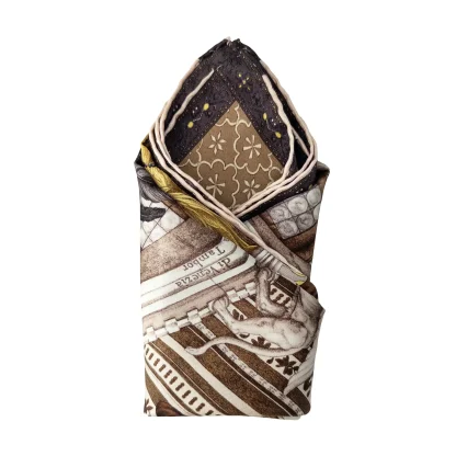 Silk pocket square Il Carnevale di Venezia Bronze folded – Ilona Tambor