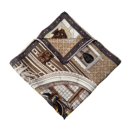 Silk Pocket Square Il Carnevale di Venezia Bronze - Image 3