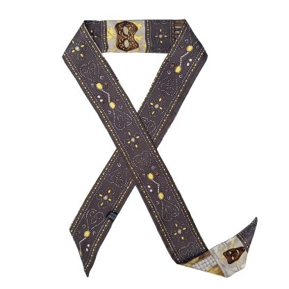 Silk Ribbon Scarf Il Carnevale di Venezia Bronze - Image 4