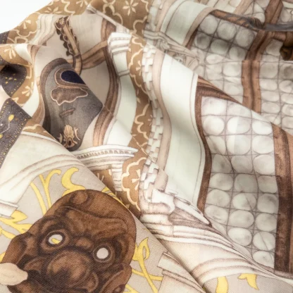 Wool Scarf Il Carnevale di Venezia Bronze - Image 4