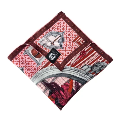 Silk Pocket Square Il Carnevale di Venezia Venetian Pink - Image 2