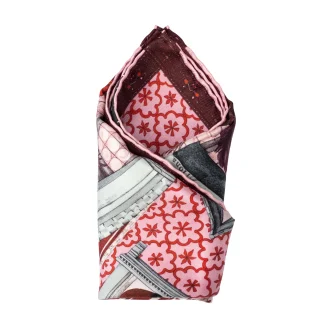 Silk pocket square Il Carnevale di Venezia Venetian Pink folded – Ilona Tambor