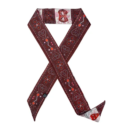 Silk Ribbon Scarf Il Carnevale di Venezia Red - Image 5