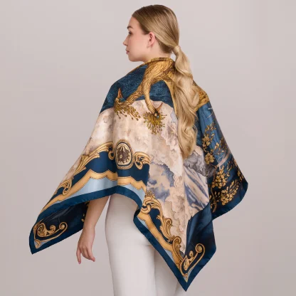 Silk Scarf Lago di Como Navy Blue - Image 3