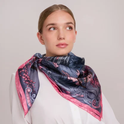 Silk Scarf Lago di Como Pink - Image 4