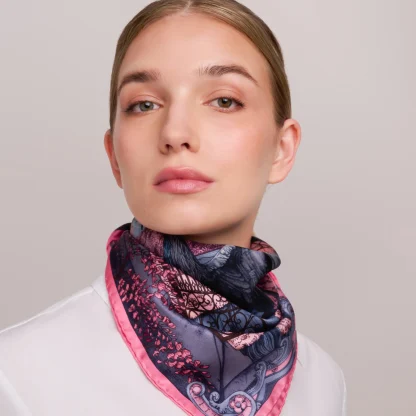 Silk Scarf Lago di Como Pink - Image 5