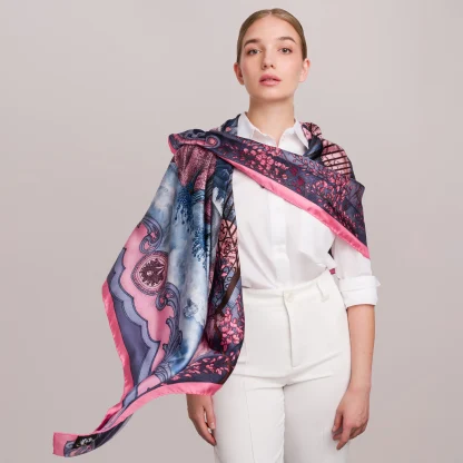 Silk Scarf Lago di Como Pink - Image 2