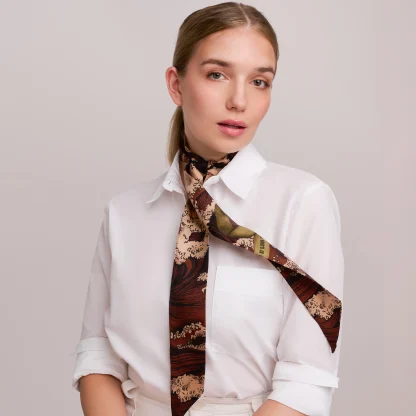 Silk Ribbon Scarf Lago di Como Verdant Gold - Image 2