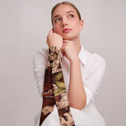 Silk Ribbon Scarf Lago di Como Verdant Gold - Image 3