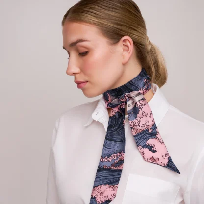 Silk Ribbon Scarf Lago di Como Pink - Image 2