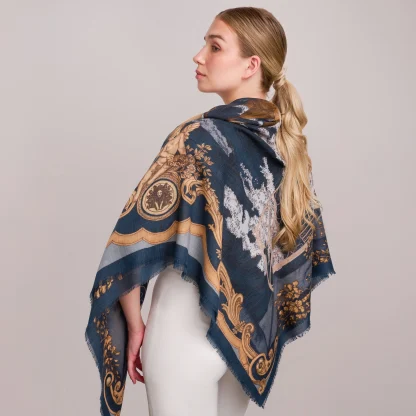 Wool Scarf Lago di Como Navy Blue - Image 3