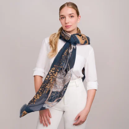 Wool Scarf Lago di Como Navy Blue - Image 2