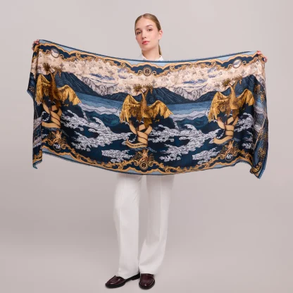 Cashmere Shawl Lago di Como Navy Blue - Image 3