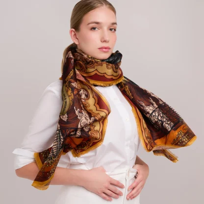 Cashmere Shawl Lago di Como Verdant Gold - Image 2