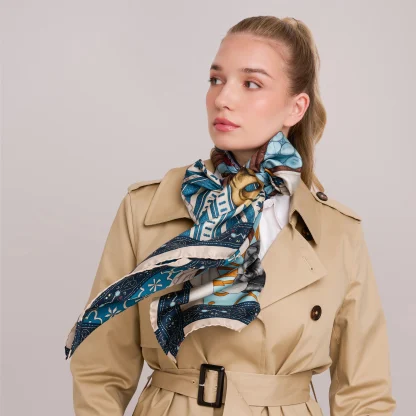 Silk Scarf Il Carnevale di Venezia Blue - Image 2