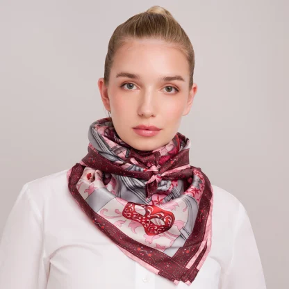Silk Scarf Il Carnevale di Venezia Venetian Pink - Image 3