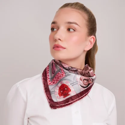 Silk Scarf Il Carnevale di Venezia Venetian Pink - Image 5